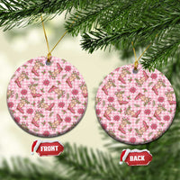 Pink Paniolo Palaka Hawaiian Cowgirl Christmas Ceramic Ornament LT9 Circle Pink - Polynesian Pride