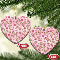 Pink Paniolo Palaka Hawaiian Cowgirl Christmas Ceramic Ornament LT9 Heart Pink - Polynesian Pride