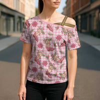 Pink Paniolo Palaka Hawaiian Cowgirl Christmas Cross Shoulder Shirt LT9 - Polynesian Pride