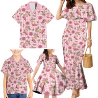 Pink Paniolo Palaka Hawaiian Cowgirl Christmas Family Matching Mermaid Dress and Hawaiian Shirt - Polynesian Pride