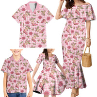 Pink Paniolo Palaka Hawaiian Cowgirl Christmas Family Matching Mermaid Dress and Hawaiian Shirt - Polynesian Pride