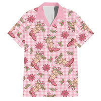 Pink Paniolo Palaka Hawaiian Cowgirl Christmas Family Matching Off The Shoulder Long Sleeve Dress and Hawaiian Shirt - Polynesian Pride