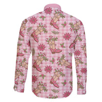 Pink Paniolo Palaka Hawaiian Cowgirl Christmas Family Matching Off Shoulder Maxi Dress and Hawaiian Shirt - Polynesian Pride