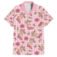 Pink Paniolo Palaka Hawaiian Cowgirl Christmas Family Matching Short Sleeve Bodycon Dress and Hawaiian Shirt - Polynesian Pride