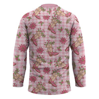 Pink Paniolo Palaka Hawaiian Cowgirl Christmas Hockey Jersey - Polynesian Pride