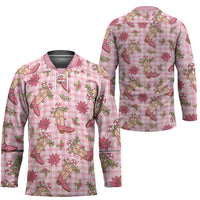 Pink Paniolo Palaka Hawaiian Cowgirl Christmas Hockey Jersey LT9 - Polynesian Pride