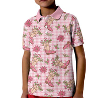 Pink Paniolo Palaka Hawaiian Cowgirl Christmas Kid Polo Shirt LT9 Kid Pink - Polynesian Pride