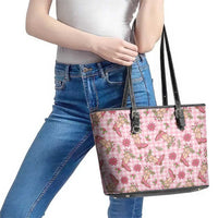 Pink Paniolo Palaka Hawaiian Cowgirl Christmas Leather Tote Bag LT9 - Polynesian Pride