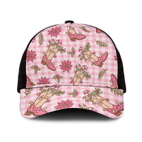 Pink Paniolo Palaka Hawaiian Cowgirl Christmas Mesh Trucker Cap LT9 One Size Black Pink - Polynesian Pride