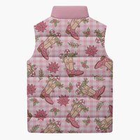 Pink Paniolo Palaka Hawaiian Cowgirl Christmas Sleeveless Puffer Jacket LT9 - Polynesian Pride
