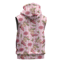 Pink Paniolo Palaka Hawaiian Cowgirl Christmas Sleeveless Zip Hoodie LT9 - Polynesian Pride