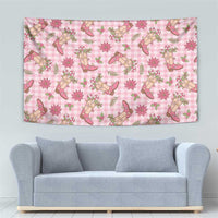 Pink Paniolo Palaka Hawaiian Cowgirl Christmas Tapestry - Polynesian Pride