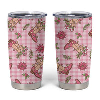 Pink Paniolo Palaka Hawaiian Cowgirl Christmas Tumbler Cup - Polynesian Pride