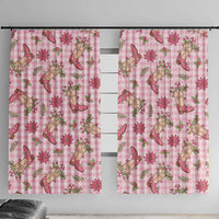 Pink Paniolo Palaka Hawaiian Cowgirl Christmas Window Curtain - Polynesian Pride