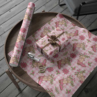 Pink Paniolo Palaka Hawaiian Cowgirl Christmas Wrapping Paper LT9 - Polynesian Pride