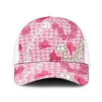 Paniolo Palaka Hawaiian Cowgirl Baseball Net Cap LT9 One Size White Pink - Polynesian Pride