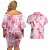 Paniolo Palaka Hawaiian Cowgirl Couples Matching Off Shoulder Short Dress and Hawaiian Shirt - Polynesian Pride