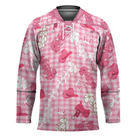 Paniolo Palaka Hawaiian Cowgirl Hockey Jersey LT9 Unisex Pink - Polynesian Pride