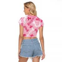 Paniolo Palaka Hawaiian Cowgirl Raglan Cropped T Shirt LT9 - Polynesian Pride
