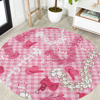 Paniolo Palaka Hawaiian Cowgirl Round Carpet LT9 Pink - Polynesian Pride