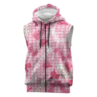 Paniolo Palaka Hawaiian Cowgirl Sleeveless Zip Hoodie LT9 Pink - Polynesian Pride