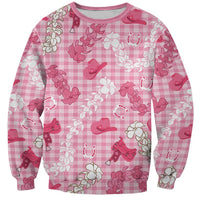 Paniolo Palaka Hawaiian Cowgirl Sweatshirt LT9 Unisex Pink - Polynesian Pride