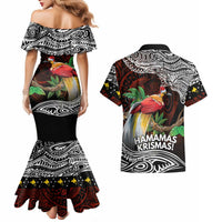 Papua New Guinea Christmas Couples Matching Mermaid Dress and Hawaiian Shirt - Polynesian Pride