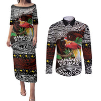 Papua New Guinea Christmas Couples Matching Puletasi and Long Sleeve Button Shirt LT9 Black - Polynesian Pride