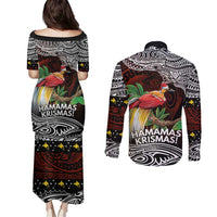 Papua New Guinea Christmas Couples Matching Puletasi and Long Sleeve Button Shirt LT9 - Polynesian Pride
