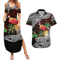 Papua New Guinea Christmas Couples Matching Summer Maxi Dress and Hawaiian Shirt LT9 Black - Polynesian Pride