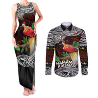 Papua New Guinea Christmas Couples Matching Tank Maxi Dress and Long Sleeve Button Shirt - Polynesian Pride