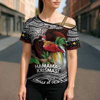 Papua New Guinea Christmas Cross Shoulder Shirt LT9 - Polynesian Pride