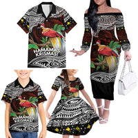 Papua New Guinea Christmas Family Matching Off The Shoulder Long Sleeve Dress and Hawaiian Shirt - Polynesian Pride