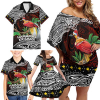 Papua New Guinea Christmas Family Matching Off Shoulder Short Dress and Hawaiian Shirt - Polynesian Pride