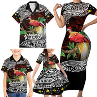 Papua New Guinea Christmas Family Matching Short Sleeve Bodycon Dress and Hawaiian Shirt - Polynesian Pride
