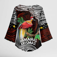 Papua New Guinea Christmas Kimono Sleeve Blouse LT9 - Polynesian Pride