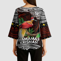 Papua New Guinea Christmas Kimono Sleeve Blouse LT9 - Polynesian Pride