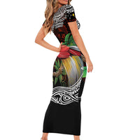 Papua New Guinea Christmas Short Sleeve Bodycon Dress LT9 - Polynesian Pride