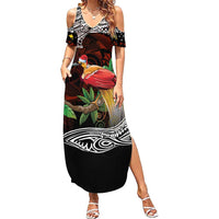 Papua New Guinea Christmas Summer Maxi Dress LT9 Women Black - Polynesian Pride
