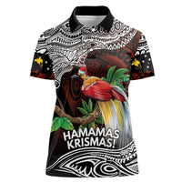 Papua New Guinea Christmas Women Polo Shirt LT9 Female Black - Polynesian Pride
