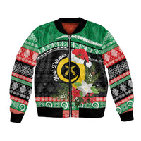 Vanuatu Pig's Tusk Meri Krismas! Bomber Jacket Vanuatuan Sand Drawing Pattern LT9 Unisex Green - Polynesian Pride