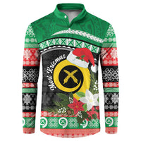 Vanuatu Pig's Tusk Meri Krismas! Button Sweatshirt Vanuatuan Sand Drawing Pattern - Polynesian Pride