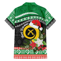 Vanuatu Pig's Tusk Meri Krismas! Family Matching Off The Shoulder Long Sleeve Dress and Hawaiian Shirt Vanuatuan Sand Drawing Pattern - Polynesian Pride