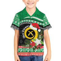 Vanuatu Pig's Tusk Meri Krismas! Family Matching Off The Shoulder Long Sleeve Dress and Hawaiian Shirt Vanuatuan Sand Drawing Pattern - Polynesian Pride