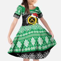 Vanuatu Pig's Tusk Meri Krismas! Family Matching Off Shoulder Short Dress and Hawaiian Shirt Vanuatuan Sand Drawing Pattern - Polynesian Pride