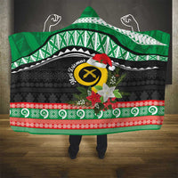 Vanuatu Pig's Tusk Meri Krismas! Hooded Blanket Vanuatuan Sand Drawing Pattern - Polynesian Pride