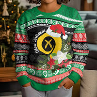 Vanuatu Pig's Tusk Meri Krismas! Kid Ugly Christmas Sweater Vanuatuan Sand Drawing Pattern - Polynesian Pride
