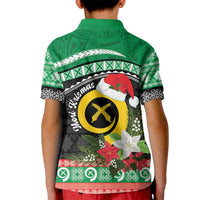 Vanuatu Pig's Tusk Meri Krismas! Kid Polo Shirt Vanuatuan Sand Drawing Pattern LT9 - Polynesian Pride