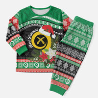 Vanuatu Pig's Tusk Meri Krismas! Christmas Pajama Set Vanuatuan Sand Drawing Pattern LT9 Men Green - Polynesian Pride