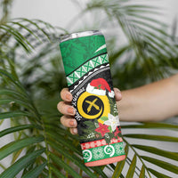 Vanuatu Pig's Tusk Meri Krismas! Skinny Tumbler Vanuatuan Sand Drawing Pattern - Polynesian Pride